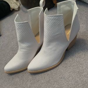 White leather booties